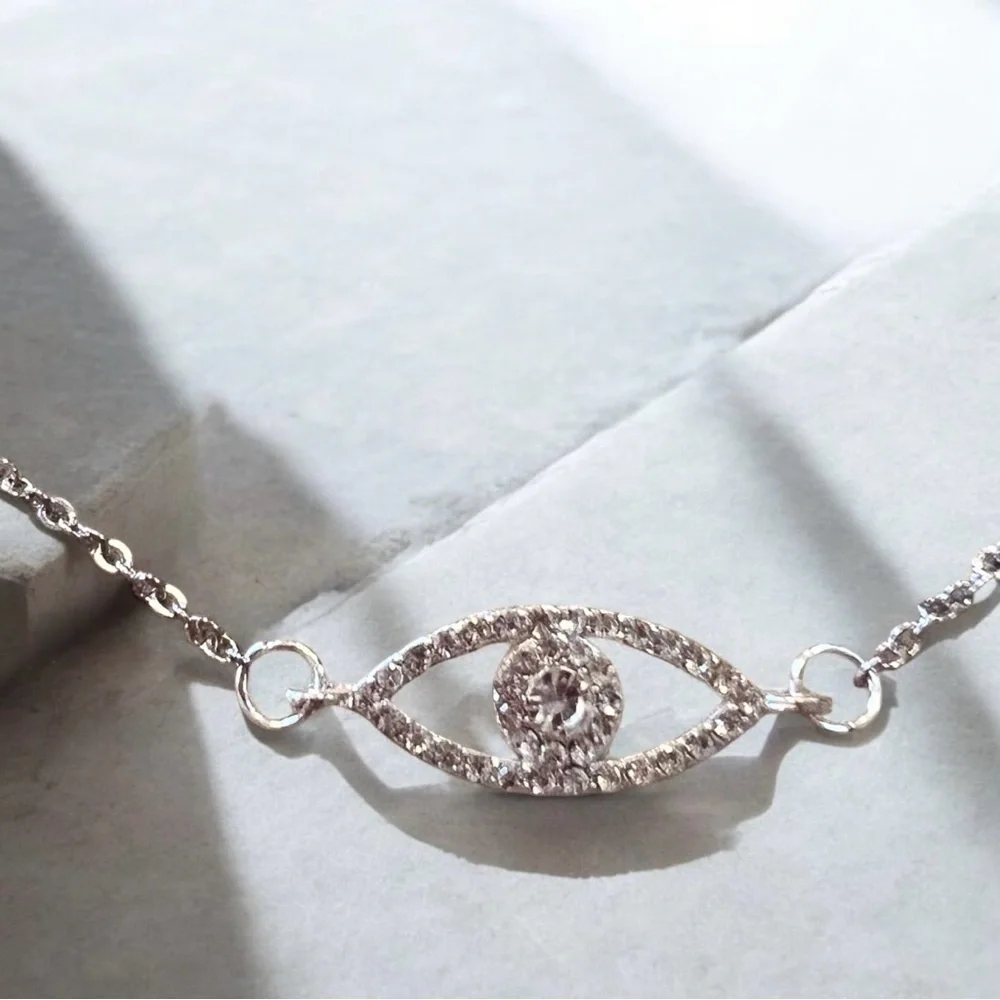 Sparkling Evil Eye Necklace 17.5” Protects you or loved ones from harm